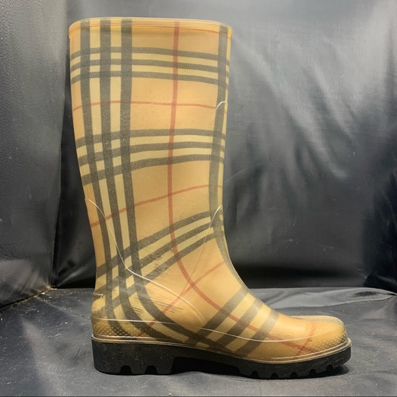 BURBERRY Haymarket Rain Boots Plaid Check Pattern - Picture 6 of 11